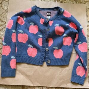 Tea Collection Button Iconic Cardigan Red Apples Size Small (4/5)